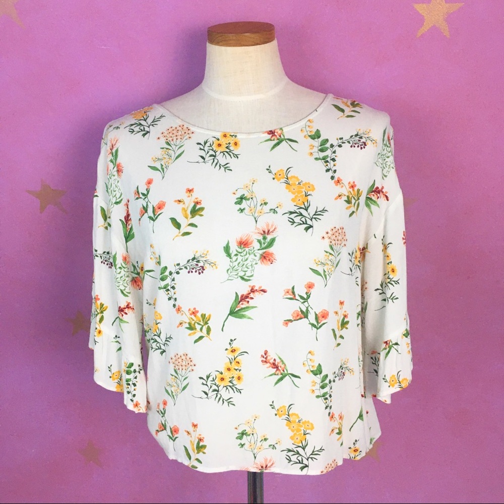FOREVER 21 FLORAL BOHO BLOUSE SMALL